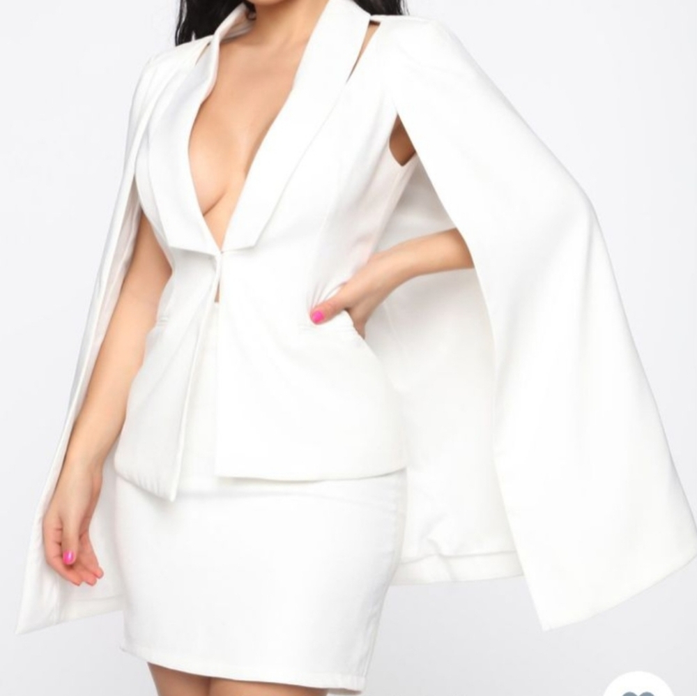 Womens Brunch At The Met Cape Set in Ivory Size Small by Fashion Nova